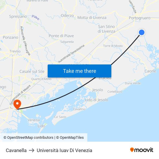 Cavanella to Università Iuav Di Venezia map