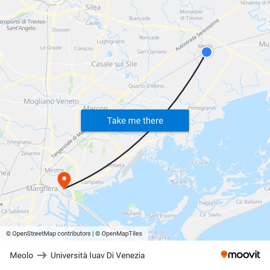 Meolo to Università Iuav Di Venezia map