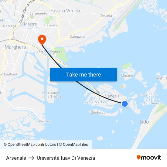 Arsenale to Università Iuav Di Venezia map