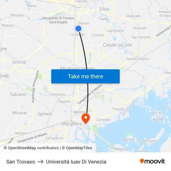San Trovaso to Iuav University of Venice map