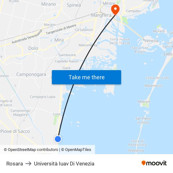 Rosara to Università Iuav Di Venezia map