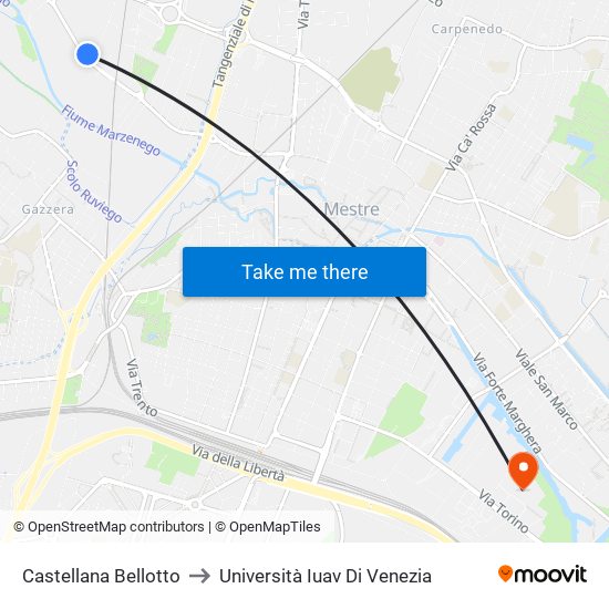 Castellana Bellotto to Università Iuav Di Venezia map