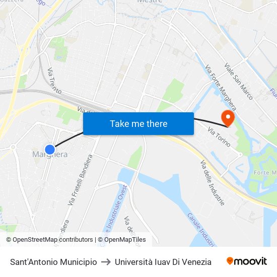 Sant'Antonio Municipio to Università Iuav Di Venezia map