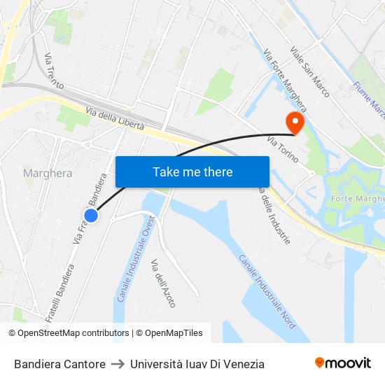 Bandiera Cantore to Università Iuav Di Venezia map