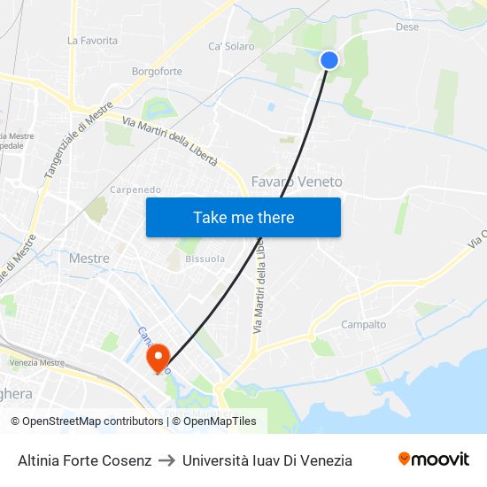 Altinia Forte Cosenz to Università Iuav Di Venezia map