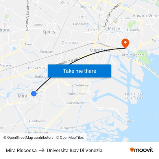 Mira Riscossa to Università Iuav Di Venezia map