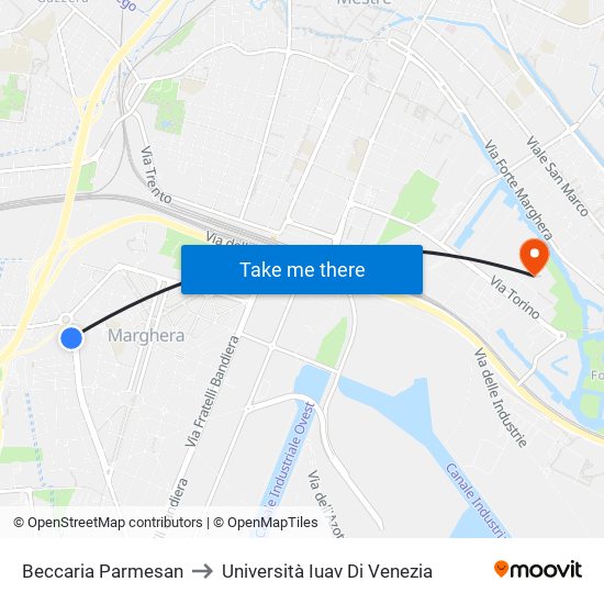 Beccaria Parmesan to Università Iuav Di Venezia map
