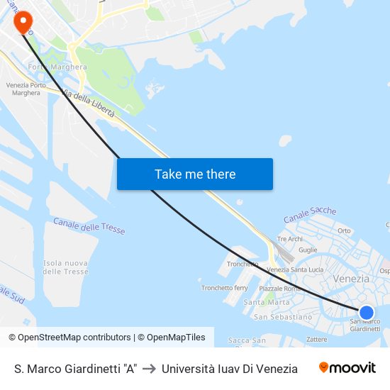 S. Marco Giardinetti "A" to Università Iuav Di Venezia map