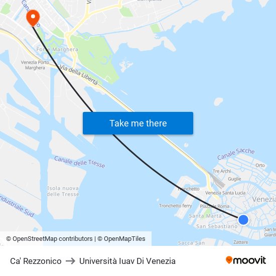 Ca' Rezzonico to Università Iuav Di Venezia map