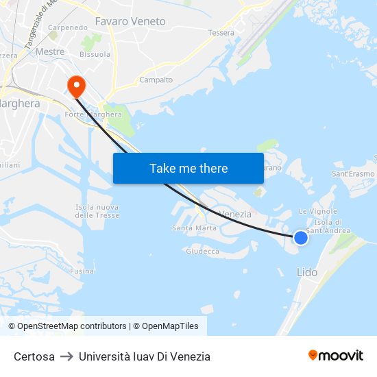 Certosa to Università Iuav Di Venezia map