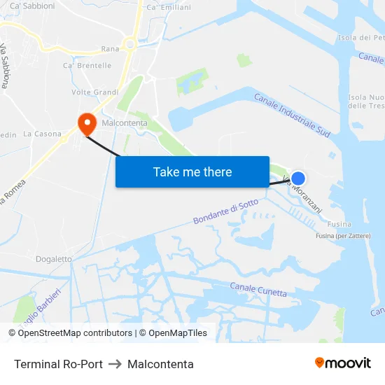 Ro-Port Terminal to Malcontenta map