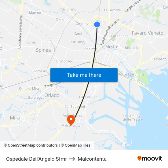 Ospedale Dell'Angelo Sfmr to Malcontenta map