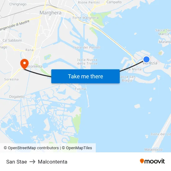 San Stae to Malcontenta map