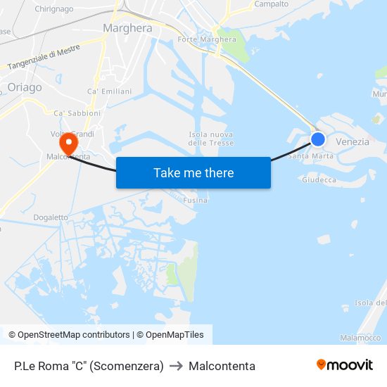 P.Le Roma "C" (Scomenzera) to Malcontenta map