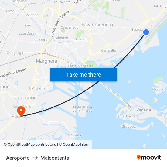 Aeroporto to Malcontenta map