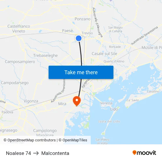 Noalese 74 to Malcontenta map