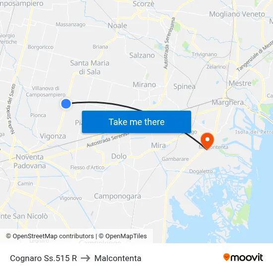 Cognaro SS.515 R to Malcontenta map