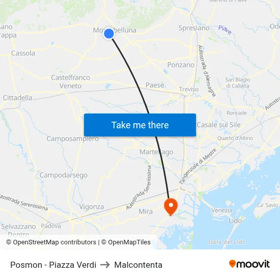 Posmon - Verdi Square to Malcontenta map