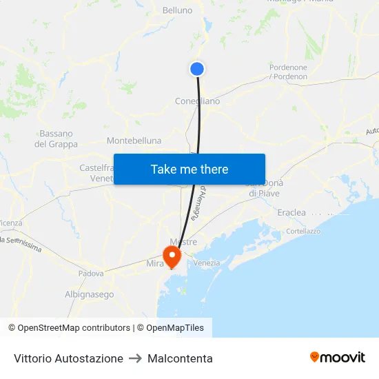 Vittorio Bus Station to Malcontenta map