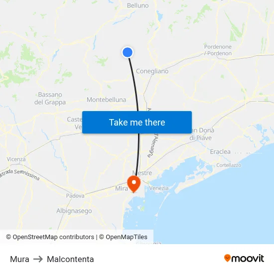Mura to Malcontenta map