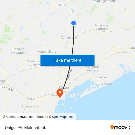 Osigo to Malcontenta map