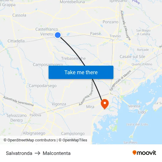 Salvatronda to Malcontenta map
