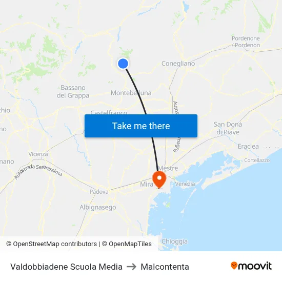 Valdobbiadene Middle School to Malcontenta map
