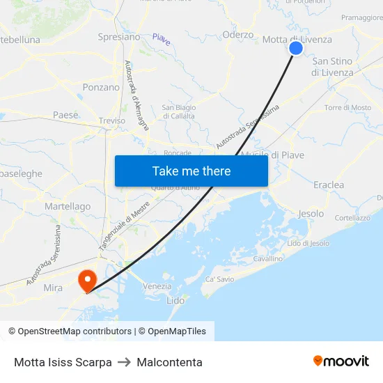 Motta ISISS Scarpa to Malcontenta map
