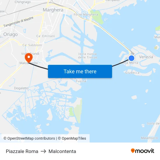 Piazzale Roma to Malcontenta map