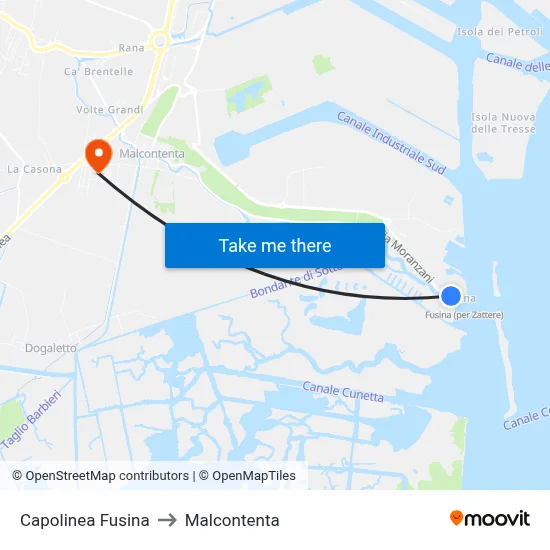 Fusina Terminal to Malcontenta map