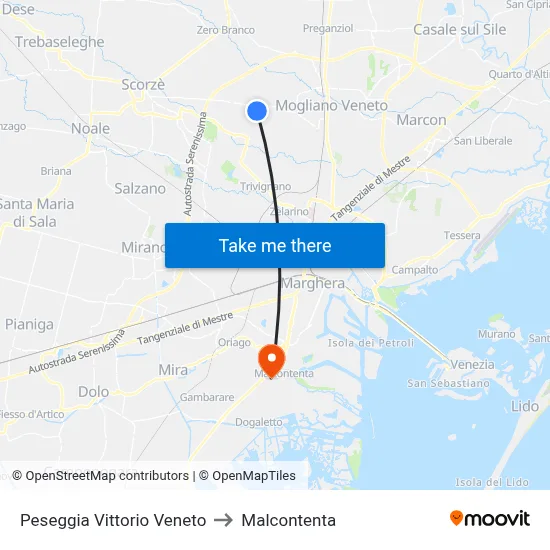 Peseggia Vittorio Veneto to Malcontenta map