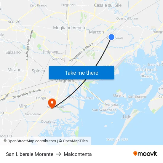 San Liberale Morante to Malcontenta map