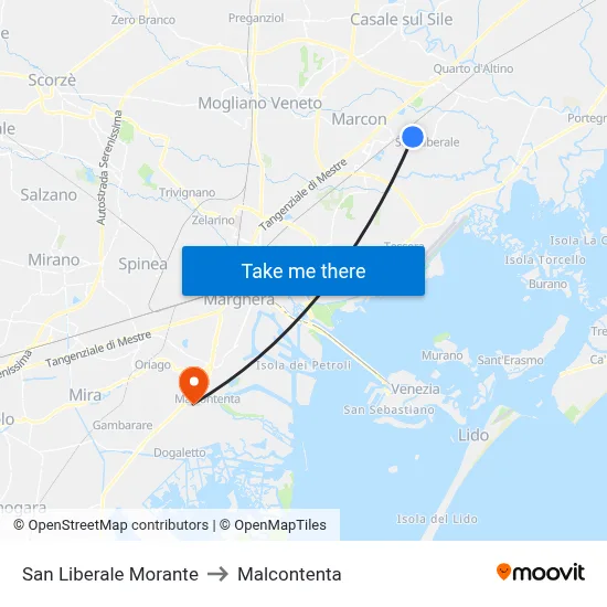 San Liberale Morante to Malcontenta map