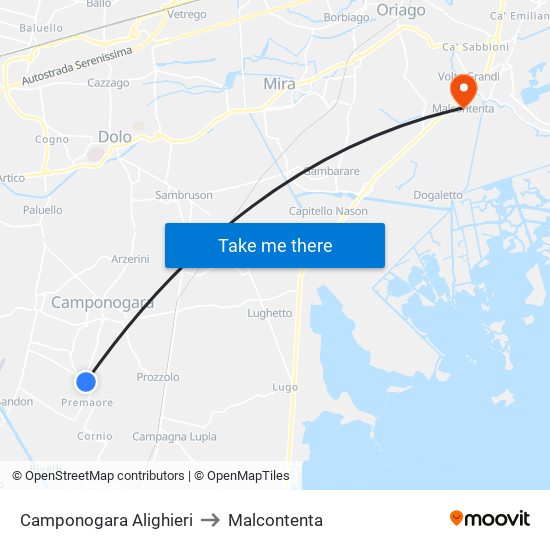 Camponogara Alighieri to Malcontenta map