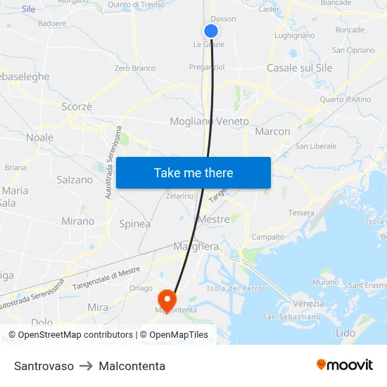 Santrovaso to Malcontenta map
