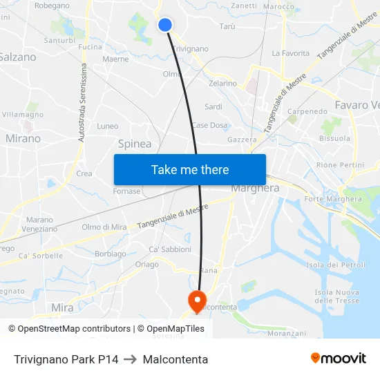 Trivignano Park P14 to Malcontenta map
