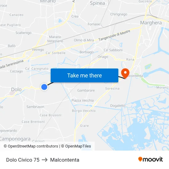 Dolo Civic 75 to Malcontenta map