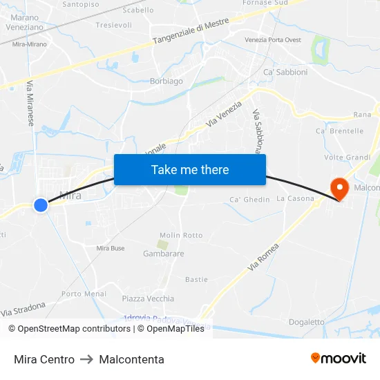 Mira Center to Malcontenta map