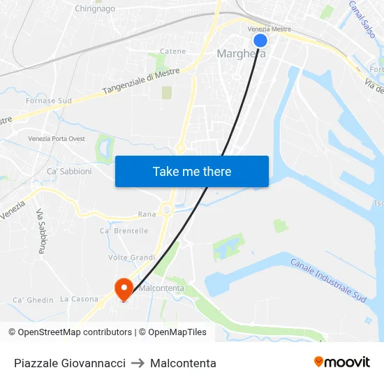 Giovannacci Square to Malcontenta map