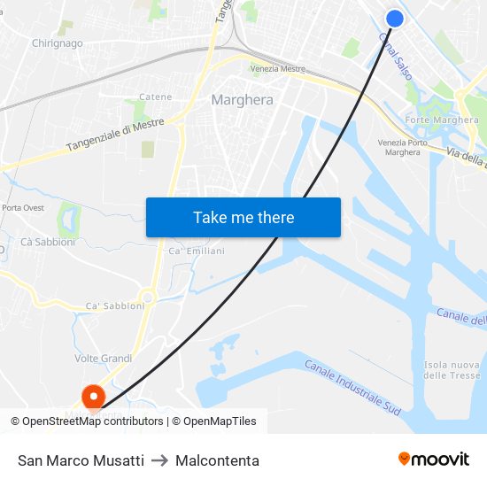 San Marco Musatti to Malcontenta map