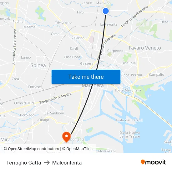 Terraglio Gatta to Malcontenta map