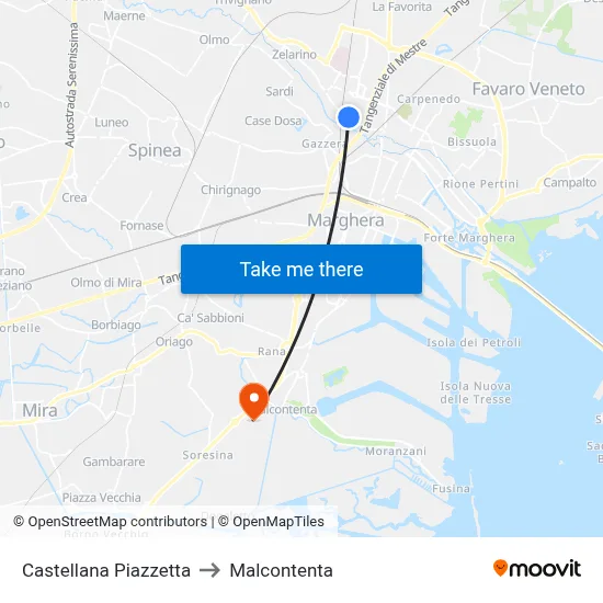 Castellana Square to Malcontenta map