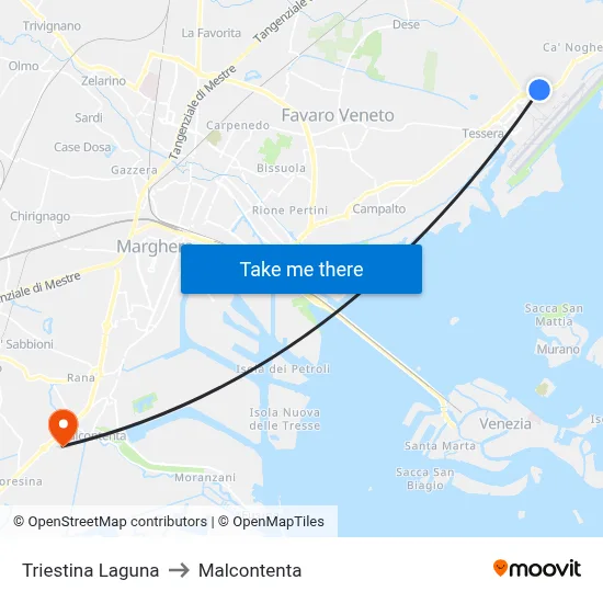 Triestina Lagoon to Malcontenta map