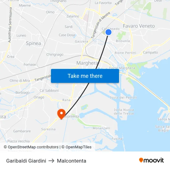 Garibaldi Gardens to Malcontenta map