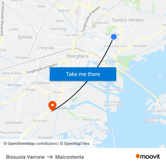 Bissuola Varrone to Malcontenta map
