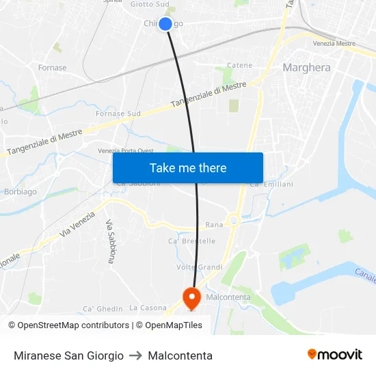 Miranese San Giorgio to Malcontenta map