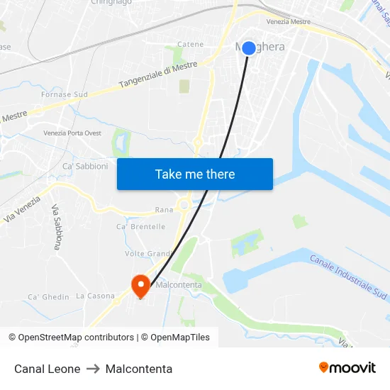 Canal Leone to Malcontenta map