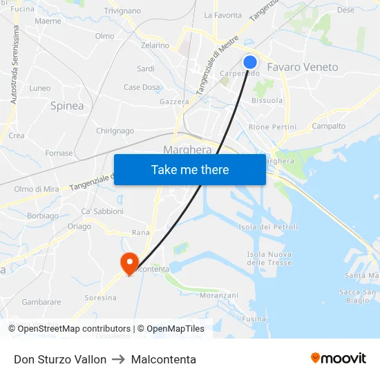 Don Sturzo Vallon to Malcontenta map