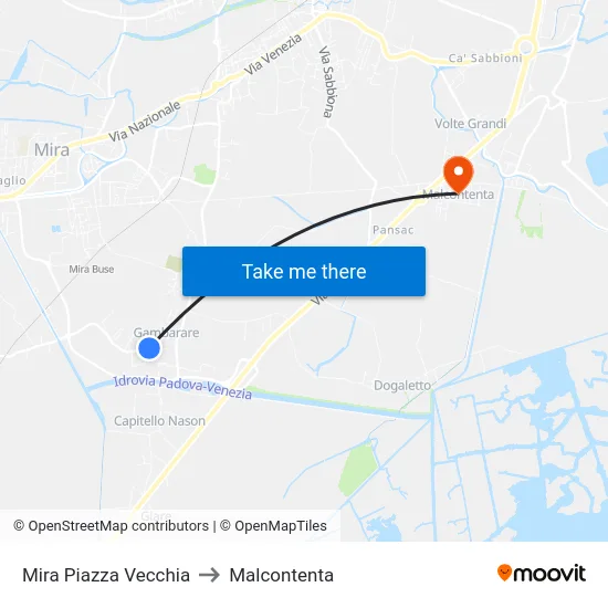 Mira Piazza Vecchia to Malcontenta map