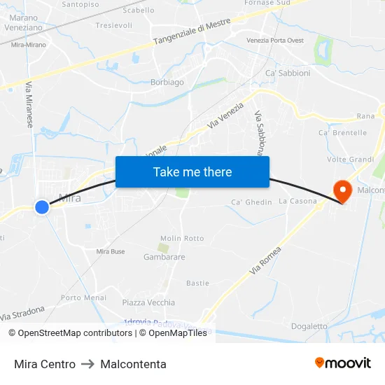Mira Center to Malcontenta map